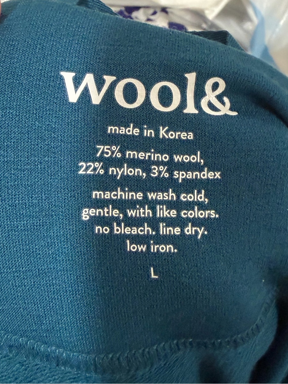 Wool& Teal Merino Wool Blend Long Sleeve Everett Hoodie Tunic Top Sz. L - Picture 5 of 5